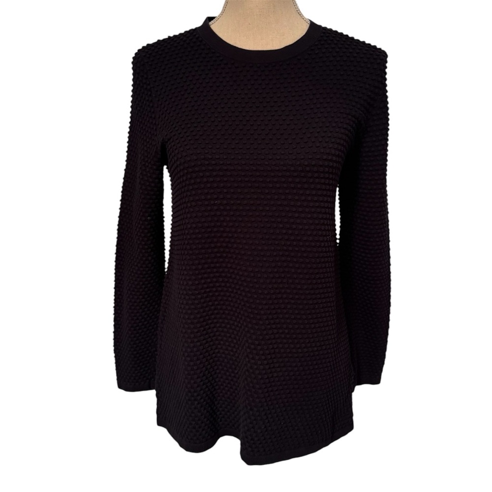 COS TOP TUNIC BLACK POPCORN COTTON CREWNECK LONG SLEEVE SIZE S